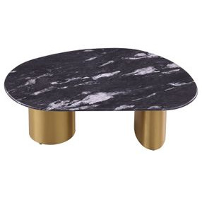 Northwich Black and Matte Gold Oval Sintered Stone Top Cocktail Table