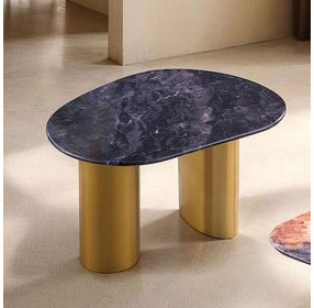 Northwich Black and Matte Gold Rectangular Sintered Stone Top End Table