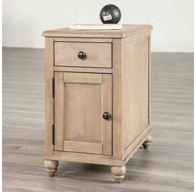 Chesapeake Light White Wash Rectangular Side Table with USB Charging