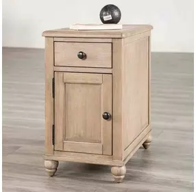 Chesapeake Light White Wash Rectangular Side Table with USB Charging