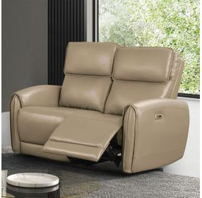 Schlieren Beige 57" Power Reclining Loveseat with USB Charging
