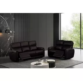 Schlieren Black Power Reclining Living Room Set with USB Charging