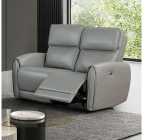 Schlieren Gray 57" Power Reclining Loveseat with USB Charging