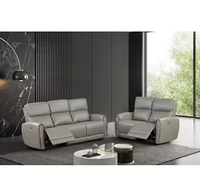 Schlieren Gray Power Reclining Living Room Set with USB Charging