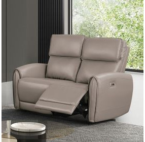 Schlieren Light Brown 57" Power Reclining Loveseat with USB Charging