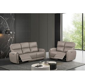 Schlieren Light Gray Power Reclining Living Room Set with USB Charging