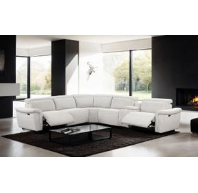 Hieronimus Light Gray 115" Power Reclining Sectional with Adjustable Headrest and USB Charging