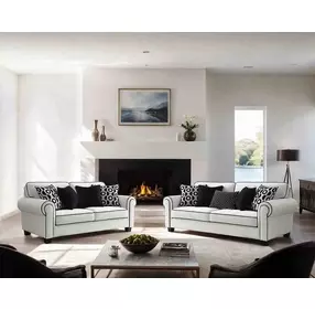 Viviani White and Black Living Room Set