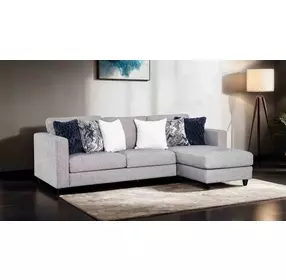 Harlow Light Gray 2 Piece Modular Sectional with RAF Chaise and Pillow