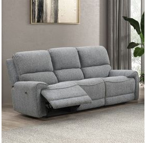 Morcote Gray 83" Power Reclining Sofa with USB Charging