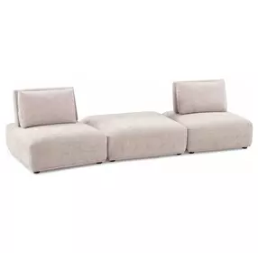 Stavanger Light Brown 3 Piece Modular Sectional with Square Ottoman