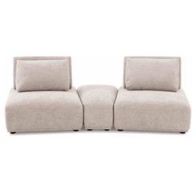 Stavanger Light Brown 3 Piece Modular Curved Sectional with Rectangular Ottoman
