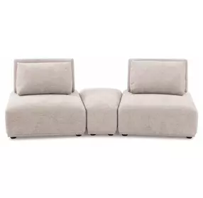 Stavanger Light Brown 3 Piece Modular Curved Sectional with Rectangular Ottoman
