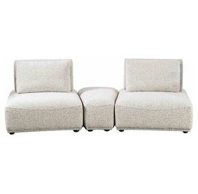 Stavanger Light Gray 3 Piece Modular Curved Sectional with Rectangular Ottoman