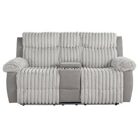 Dionysus Gray Glider Reclining Loveseat with USB Charging and LED