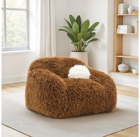 Darwen Camel Brown Upholstered Swivel Chair with Pillow