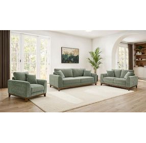 Watton Olive Green Living Room Set with Pillows