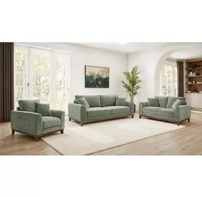 Watton Olive Green Living Room Set with Pillows