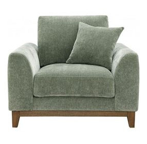 Watton Olive Green Upholstered Lounge Chair with Pillow