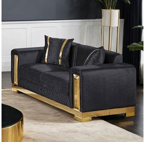 Valdosta Black 68" Loveseat with Pillows