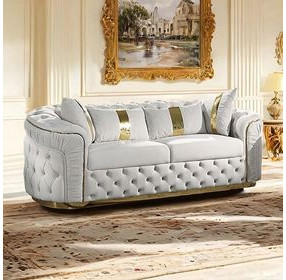 Adelpha Beige 89" Sofa with Pillows