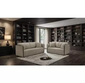 Benilde Taupe Living Room Set with Pillows