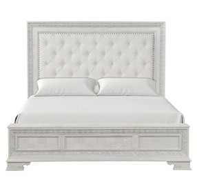Stella Mia Creamy White King Upholstered Panel Bed