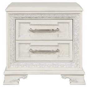 Stella Mia Creamy White 2 Drawer Nightstand with USB Charging