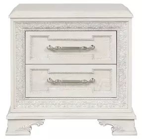 Stella Mia Creamy White 2 Drawer Nightstand with USB Charging