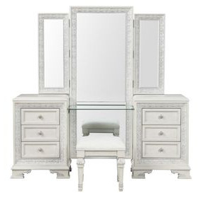Stella Mia Creamy White Vanity Set with Stool