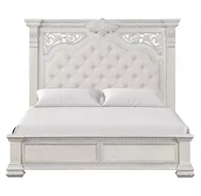 Promenade Wire Brushed White King Upholstered Panel Bed