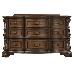 Leovanni Dark Brown 9 Drawer Dresser