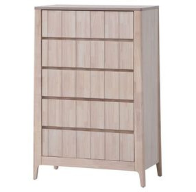 Gervais White Wash 5 Drawer Chest