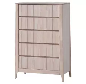 Gervais White Wash 5 Drawer Chest