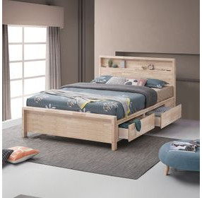 Grange White Wash Full Storage Platform Bed with USB Charging