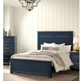 Pinetop Blue and Dark Brown Full Panel Bed
