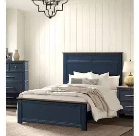 Pinetop Blue and Dark Brown Full Panel Bed