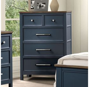 Pinetop Blue and Dark Brown 5 Drawer Chest