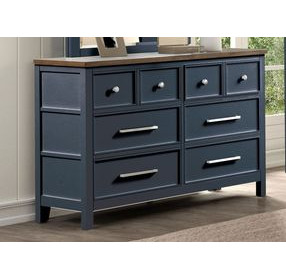 Pinetop Blue and Dark Brown 6 Drawer Dresser