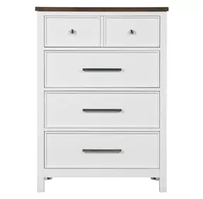 Pinetop White and Dark Brown 5 Drawer Chest