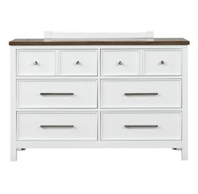Pinetop White and Dark Brown 6 Drawer Dresser