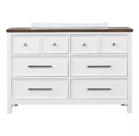 Pinetop White and Dark Brown 6 Drawer Dresser