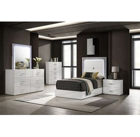 Stoholm White Youth Platform Bedroom Set with LED