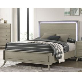 Rainier Gray King Panel Bed with LED