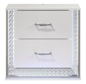 Hazeline White 2 Drawer Nightstand with LED