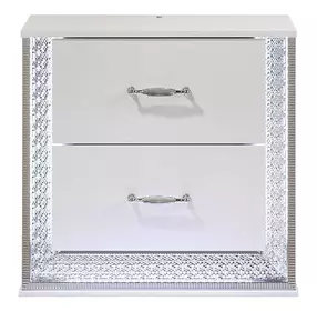 Hazeline White 2 Drawer Nightstand with LED