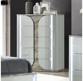 Cleburne Light Gray 5 Drawer Chest with LED