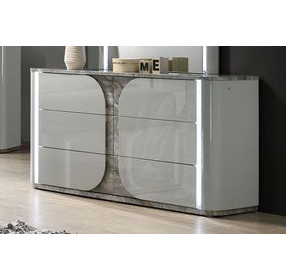 Cleburne Light Gray 6 Drawer Dresser with LED