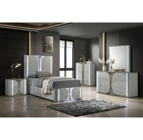 Cleburne Light Gray Panel Bedroom Set with LED