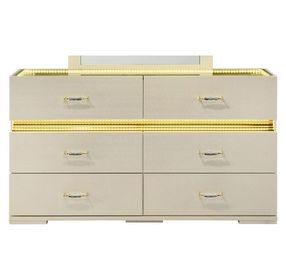 Lucida Beige 6 Drawer Dresser with LED